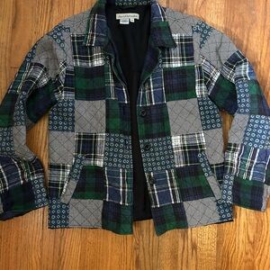 David Brooks Women’s Plaid Patchwork Jacket - Green, Blue, and Gray